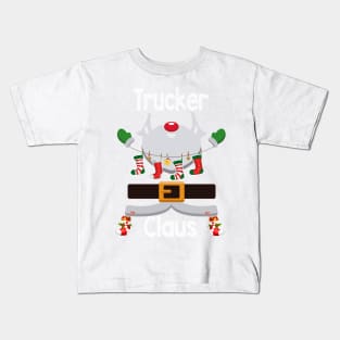 Trucker Claus Santa Christmas Costume Pajama Kids T-Shirt